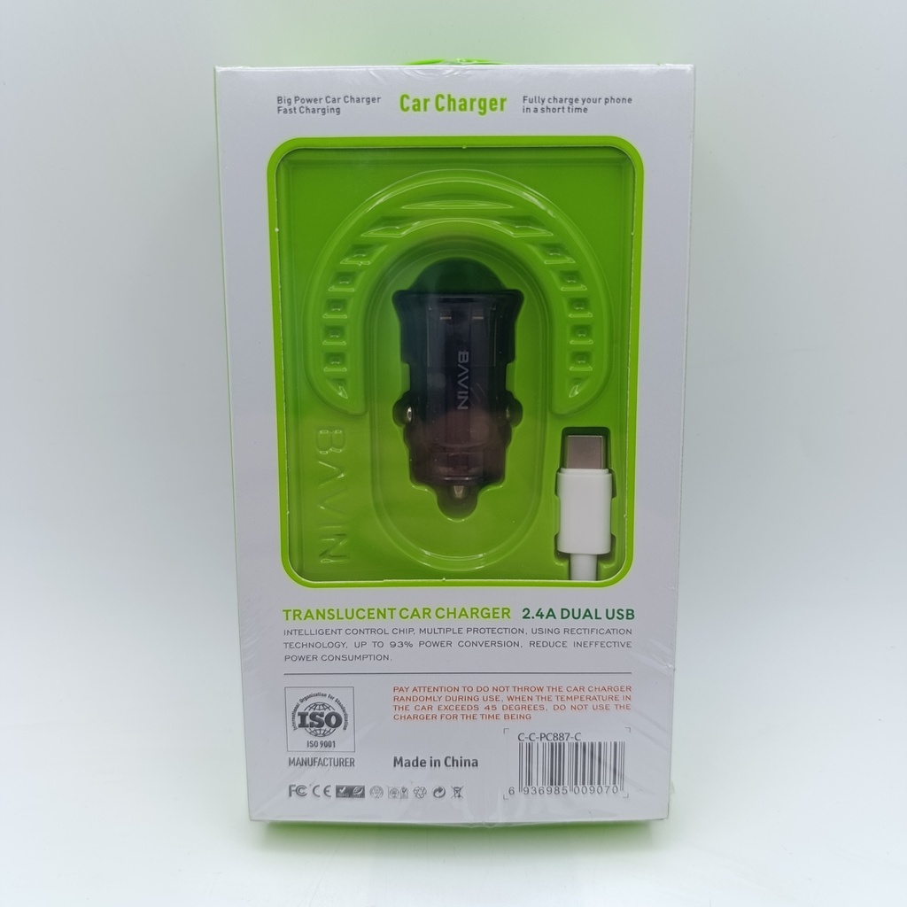 شەحنی کامل ناو سەیارە تایپ سی Type-C Car Charger BAVIN - HER