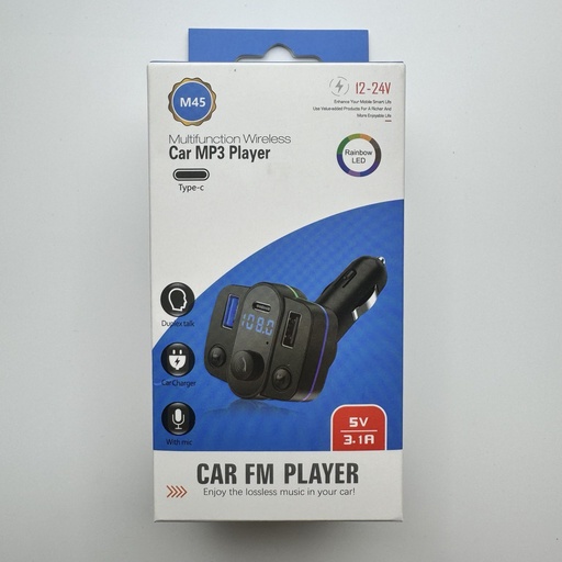 [2] بلوتوزی سەیارە Car MP3 Player M45 Type-C Black 